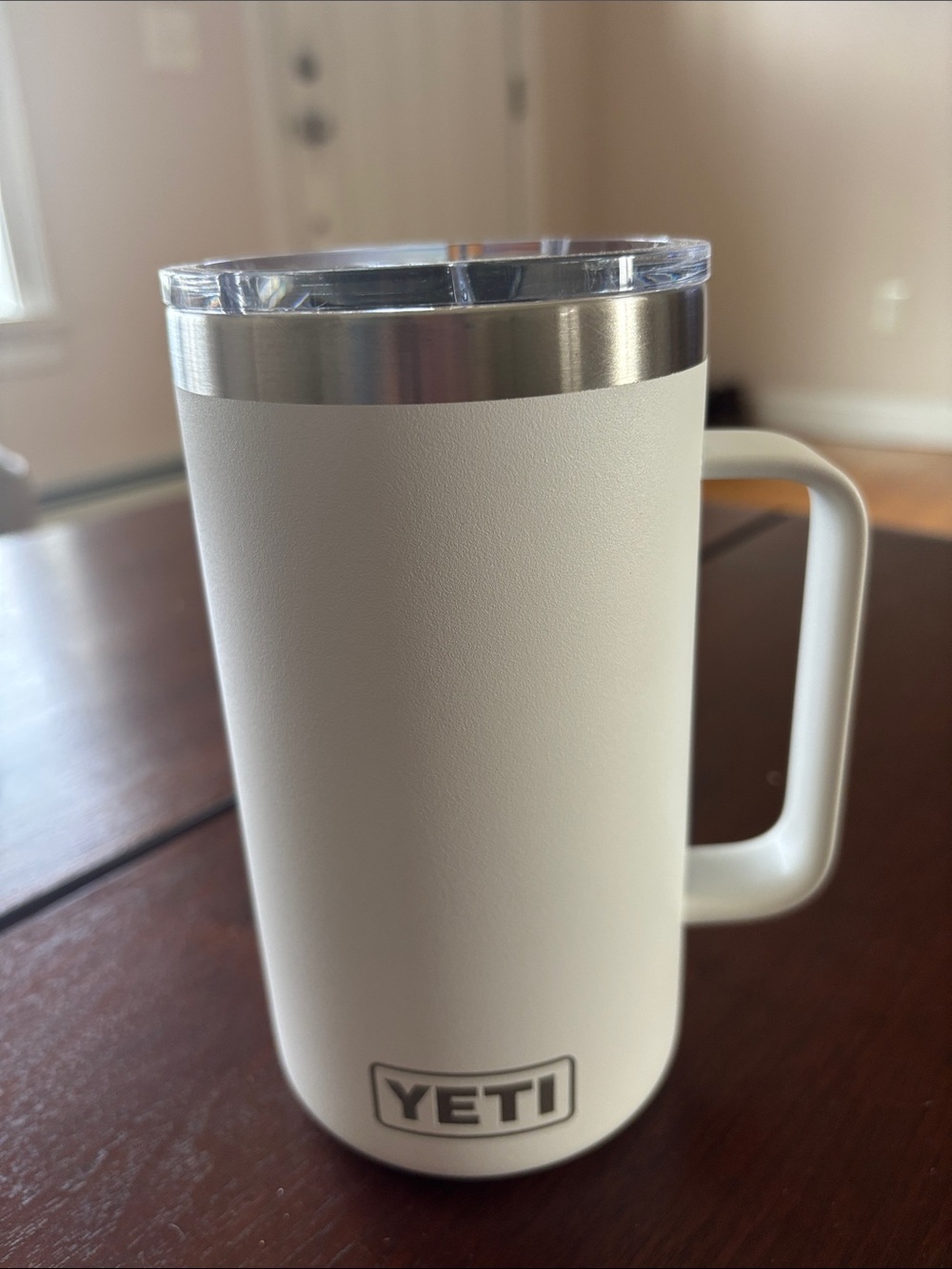 Yeti White Insulated Mug with Handle and Clear Lid